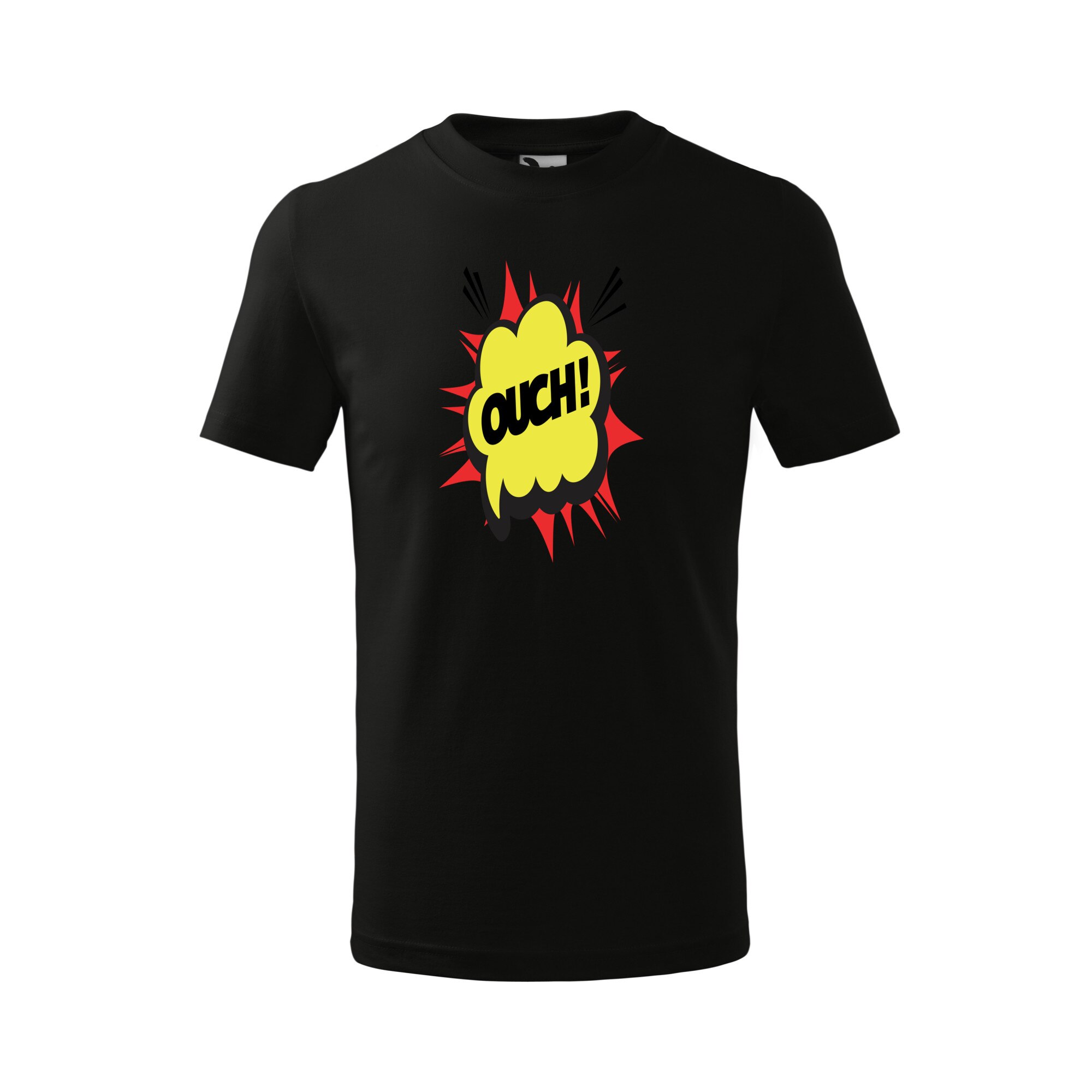 Tricou copii, Malfini, Comic Ouch, Negru, 4 ani
