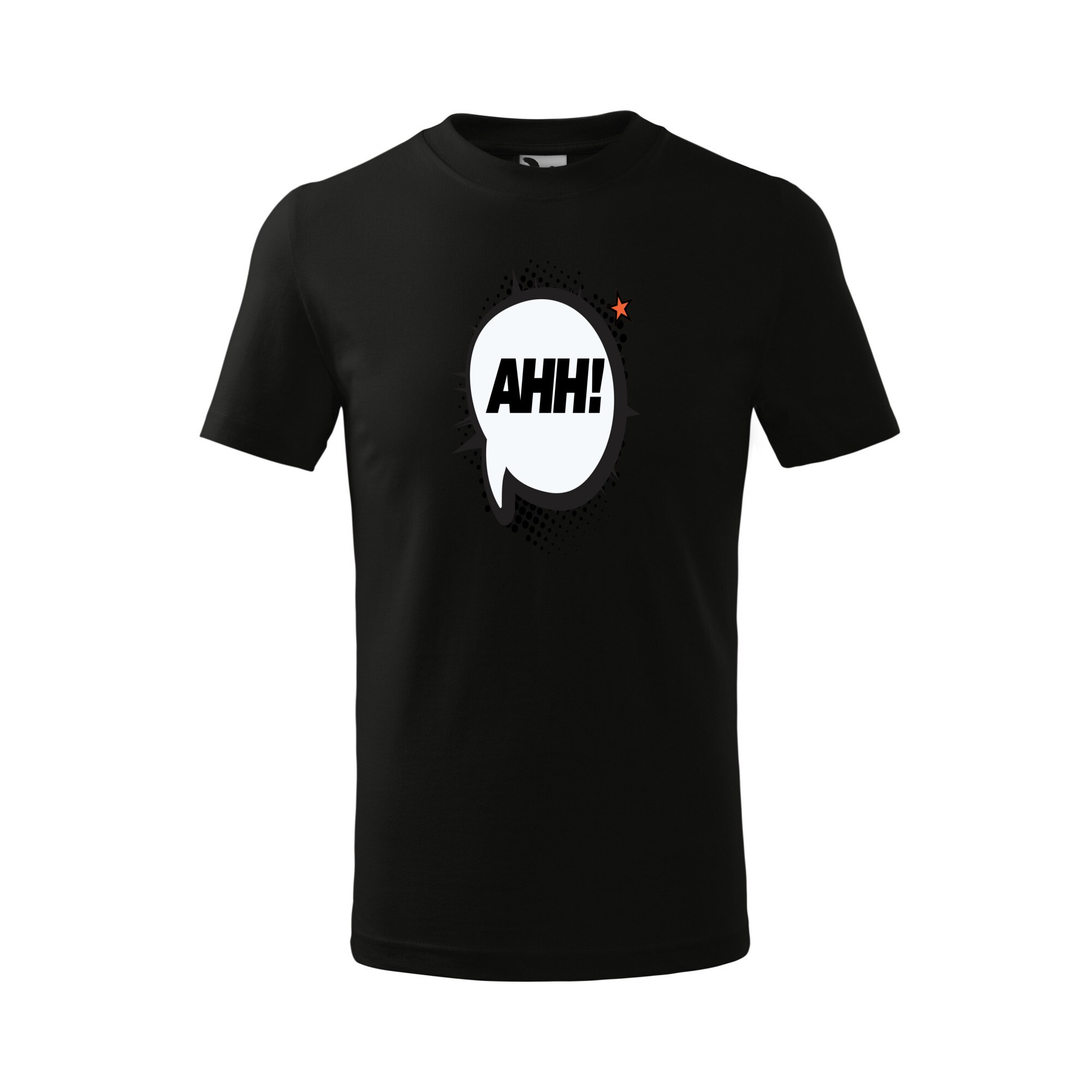 Tricou copii, Malfini, Comic Ahh, Negru, 4 ani