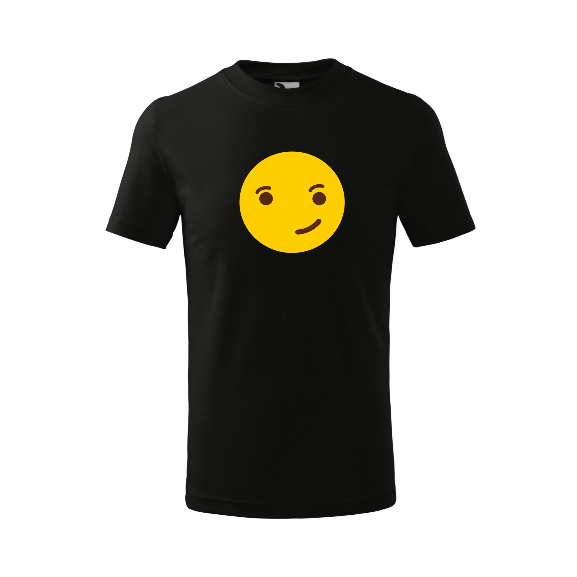 Tricou copii, Malfini, Emoji Smile Mouth Closed on Side, Negru, 4 ani