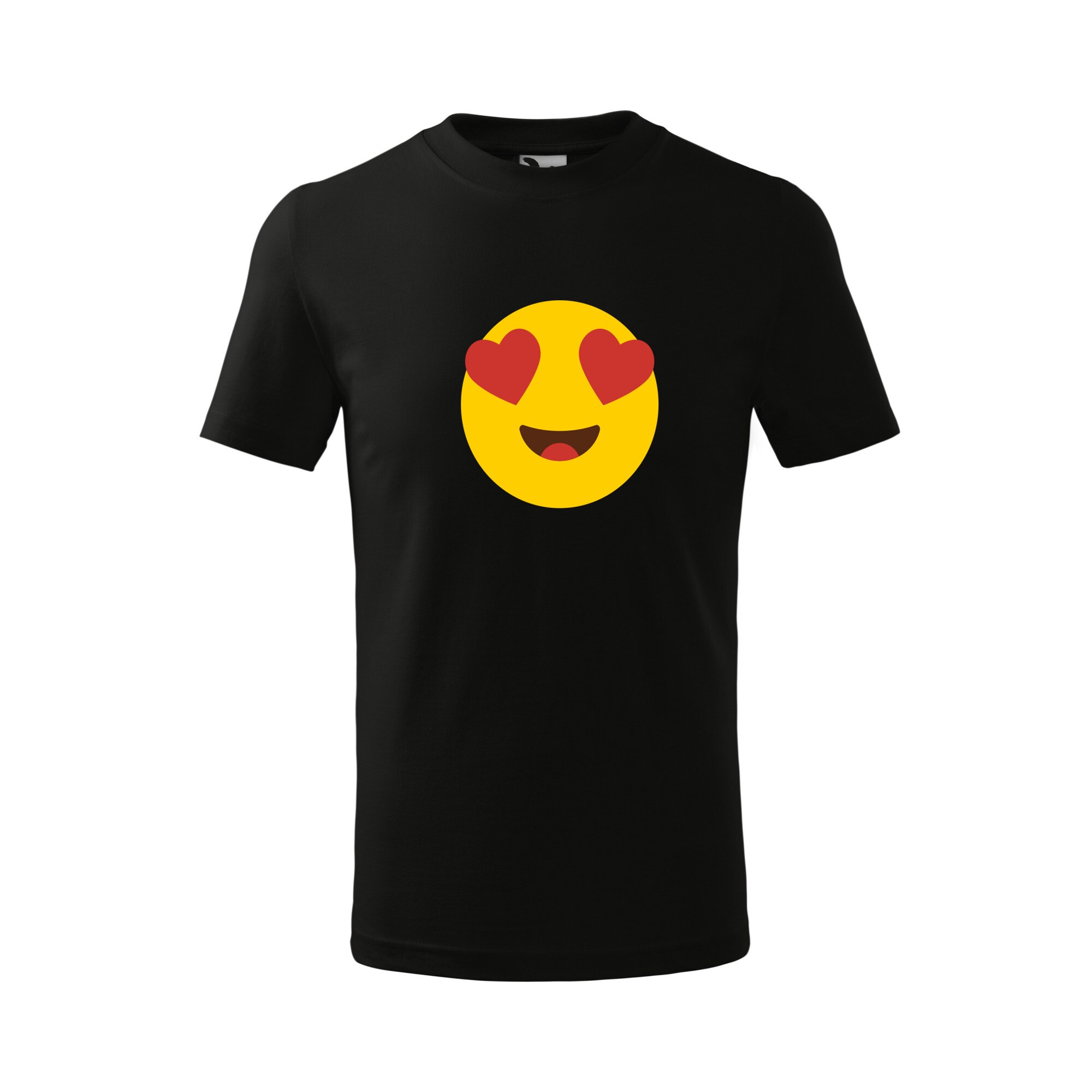 Tricou copii, Malfini, Emoji Heart Eyes Face, Negru, 4 ani