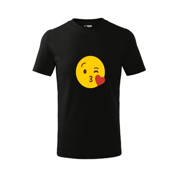 Tricou copii, Malfini, Emoji Kissing Face, Negru, 4 ani Tricou copii, Malfini, Emoji Kissing Face, Negru, 4 ani