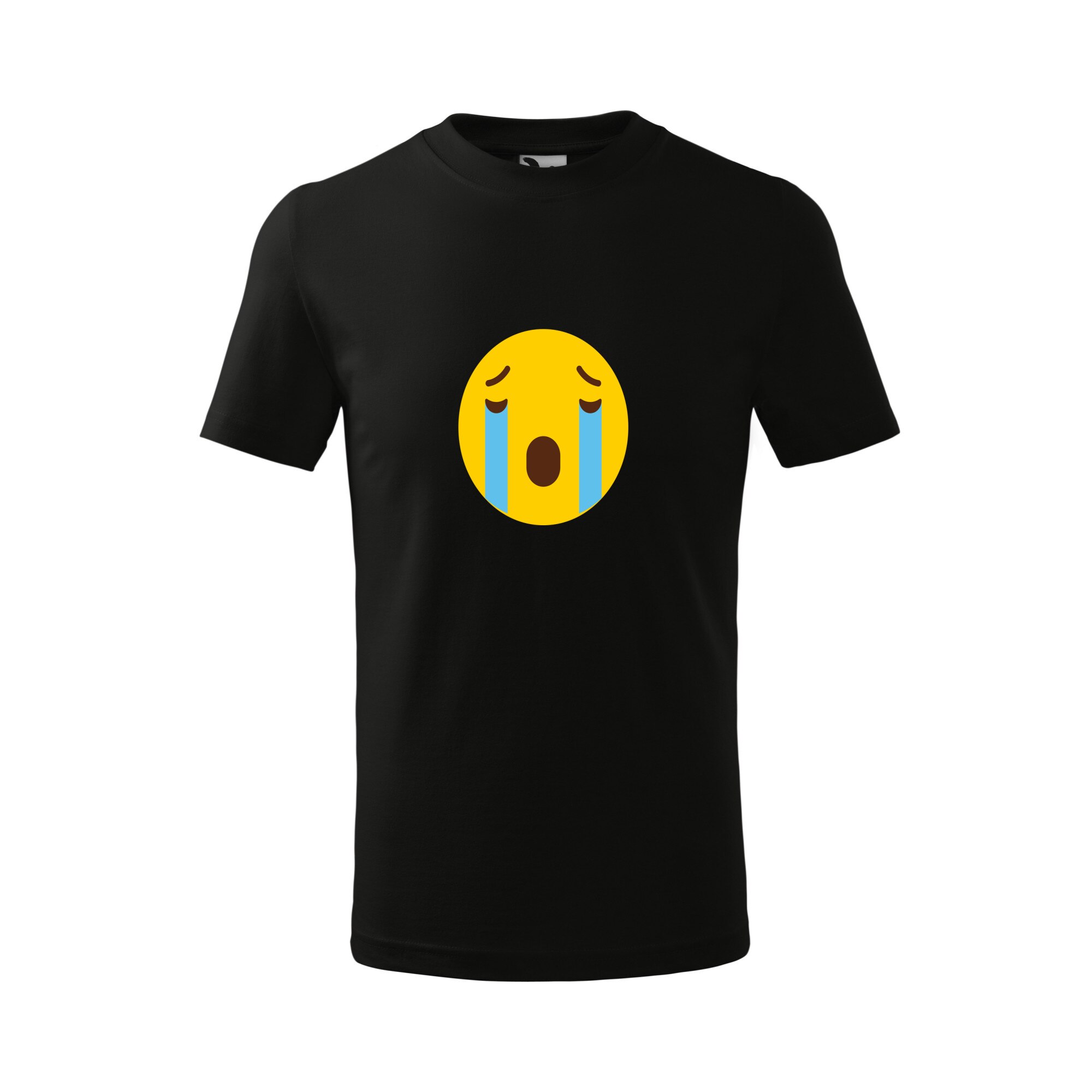 Tricou copii, Malfini, Emoji Crying like a river Face, Negru, 4 ani
