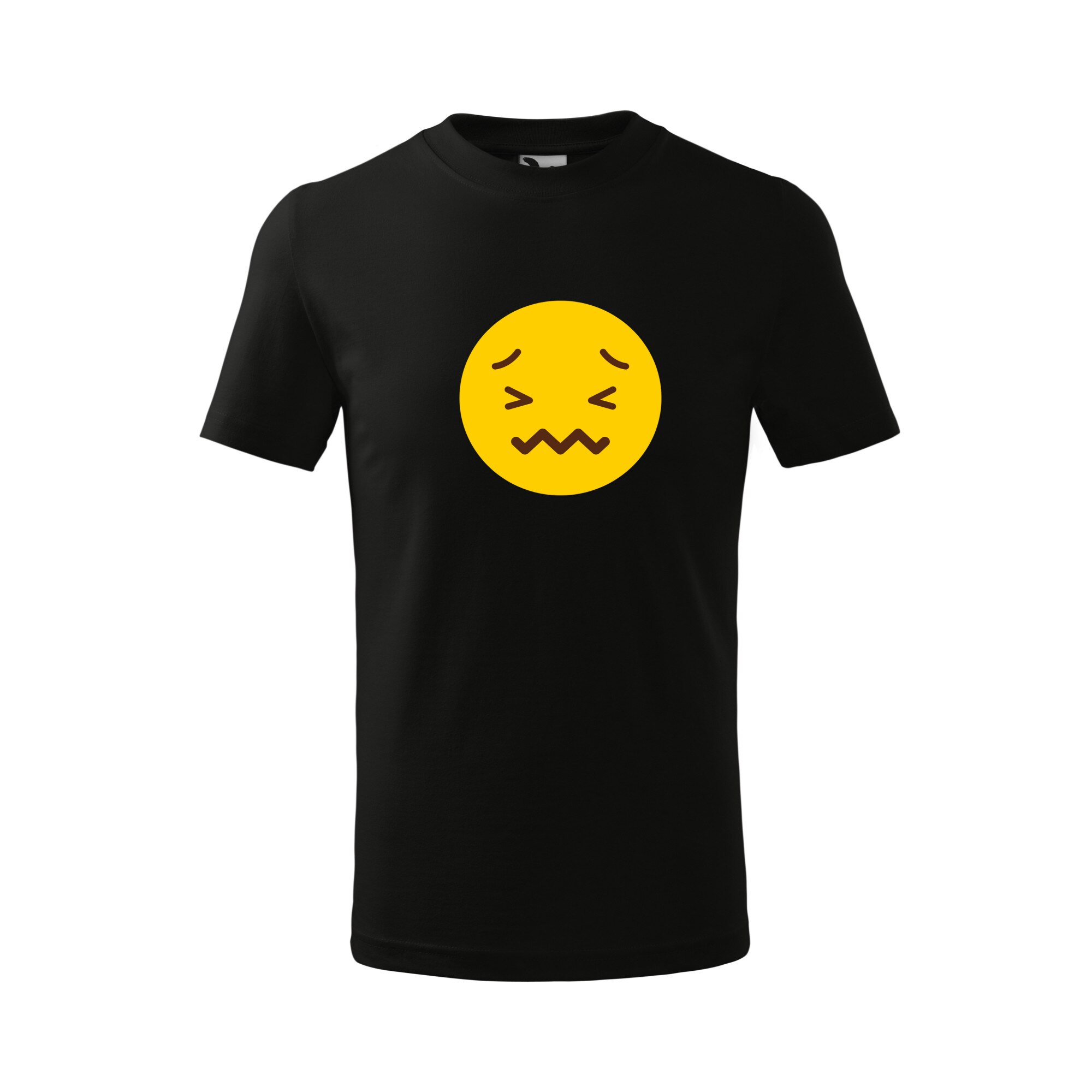 Tricou copii, Malfini, Emoji Not Feeling Good Face, Negru, 4 ani