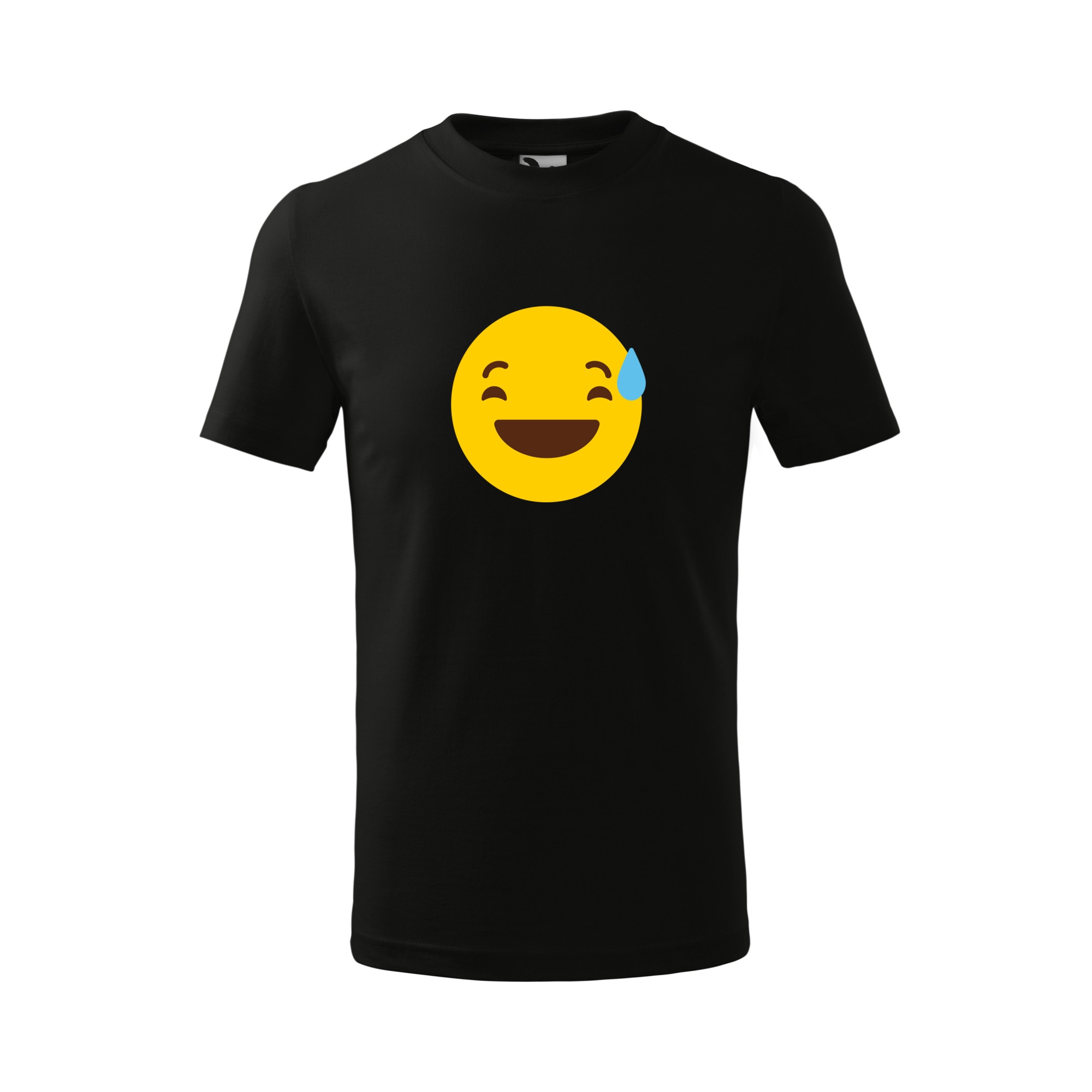 Tricou copii, Malfini, Emoji Feeling Weird Face, Negru, 4 ani