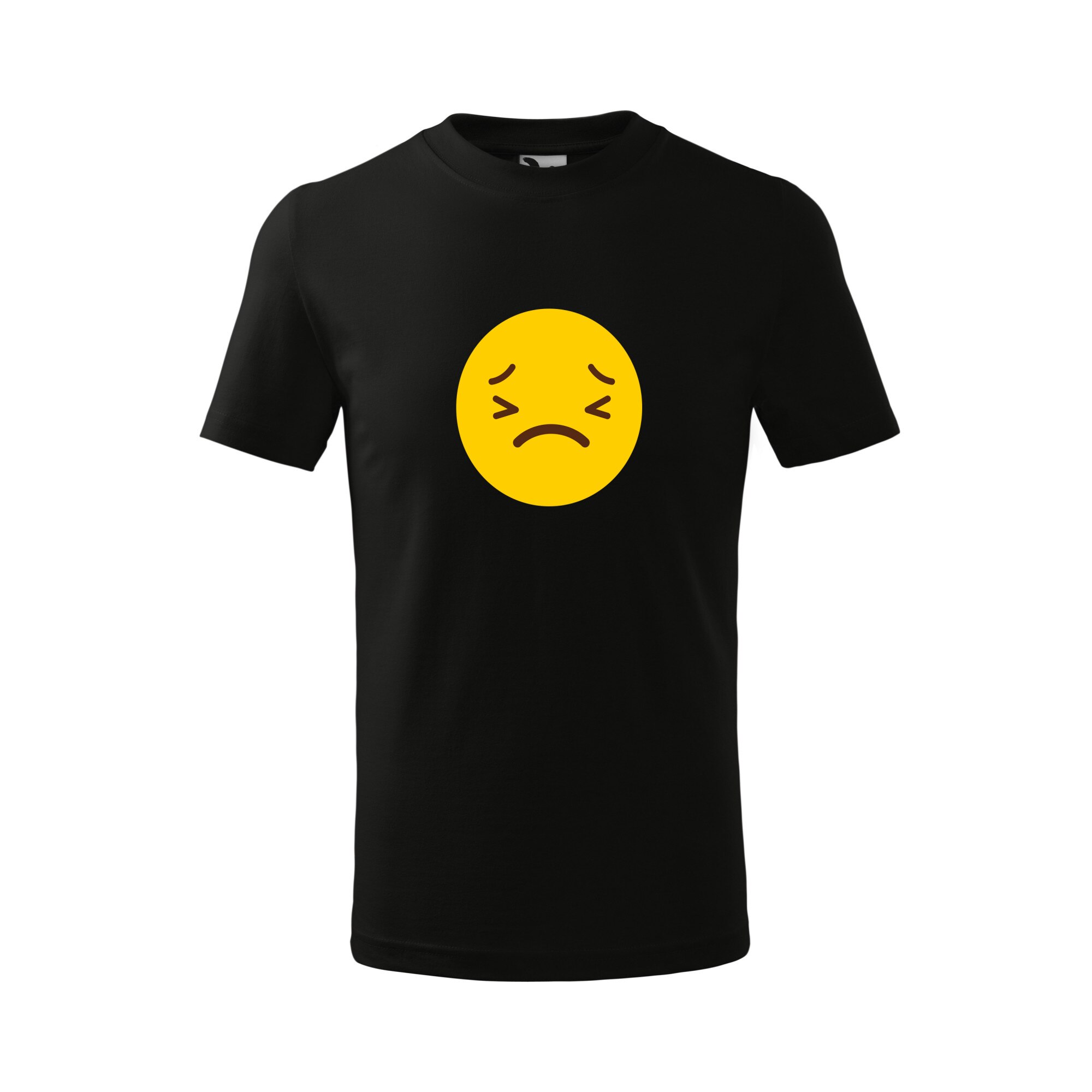 Tricou copii, Malfini, Emoji Depressed Face, Negru, 4 ani