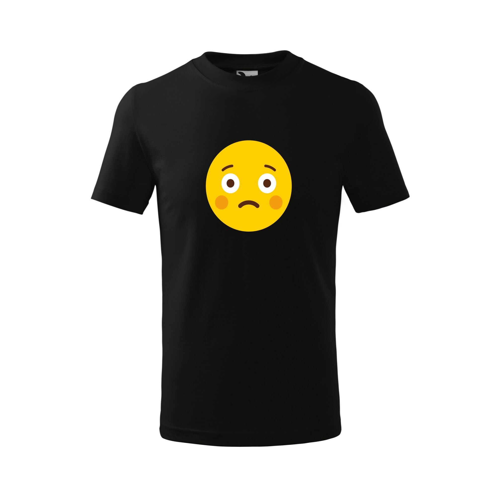 Tricou copii, Malfini, Emoji Blush and Sad Face, Negru, 4 ani