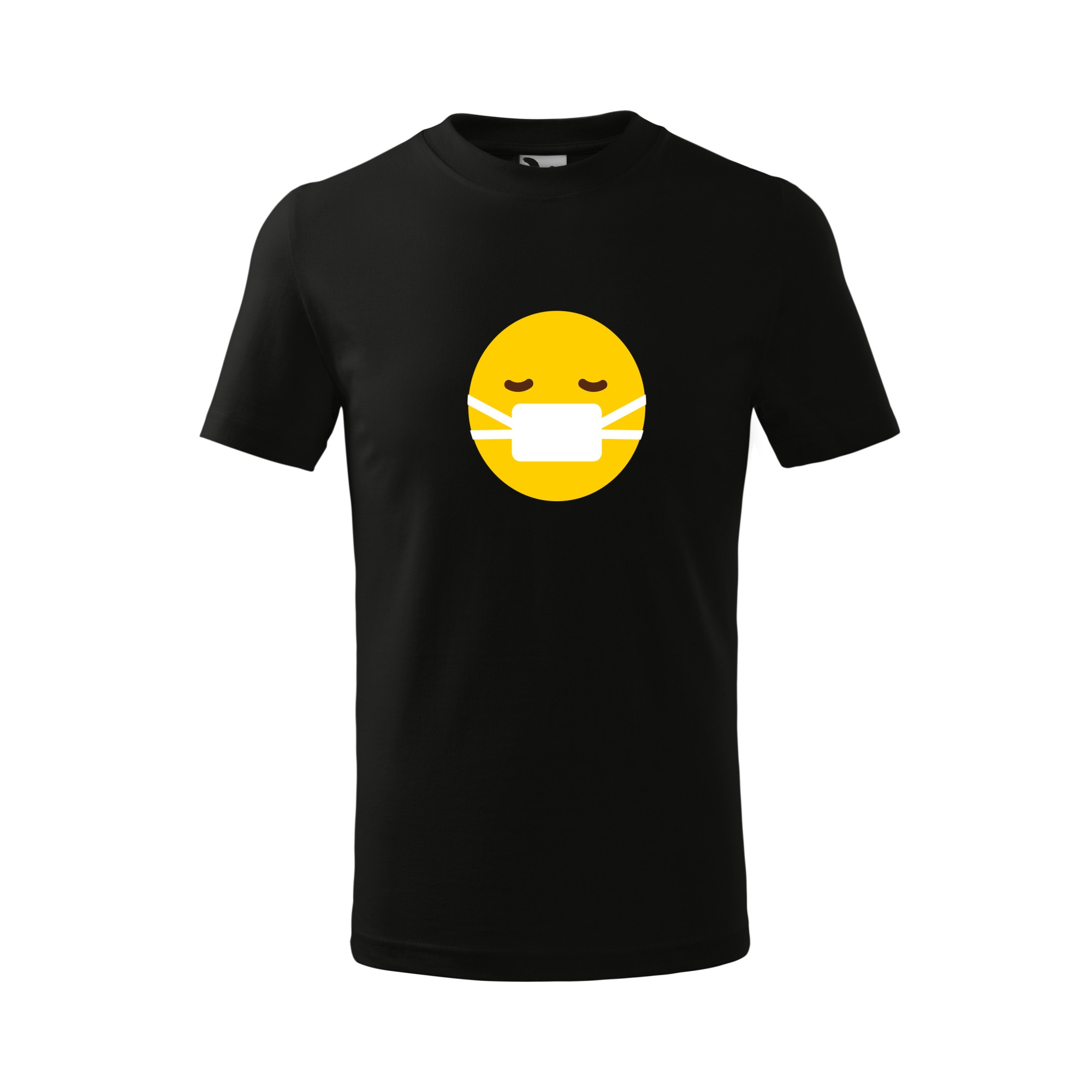 Tricou copii, Malfini, Emoji Mask on Face, Negru, 4 ani