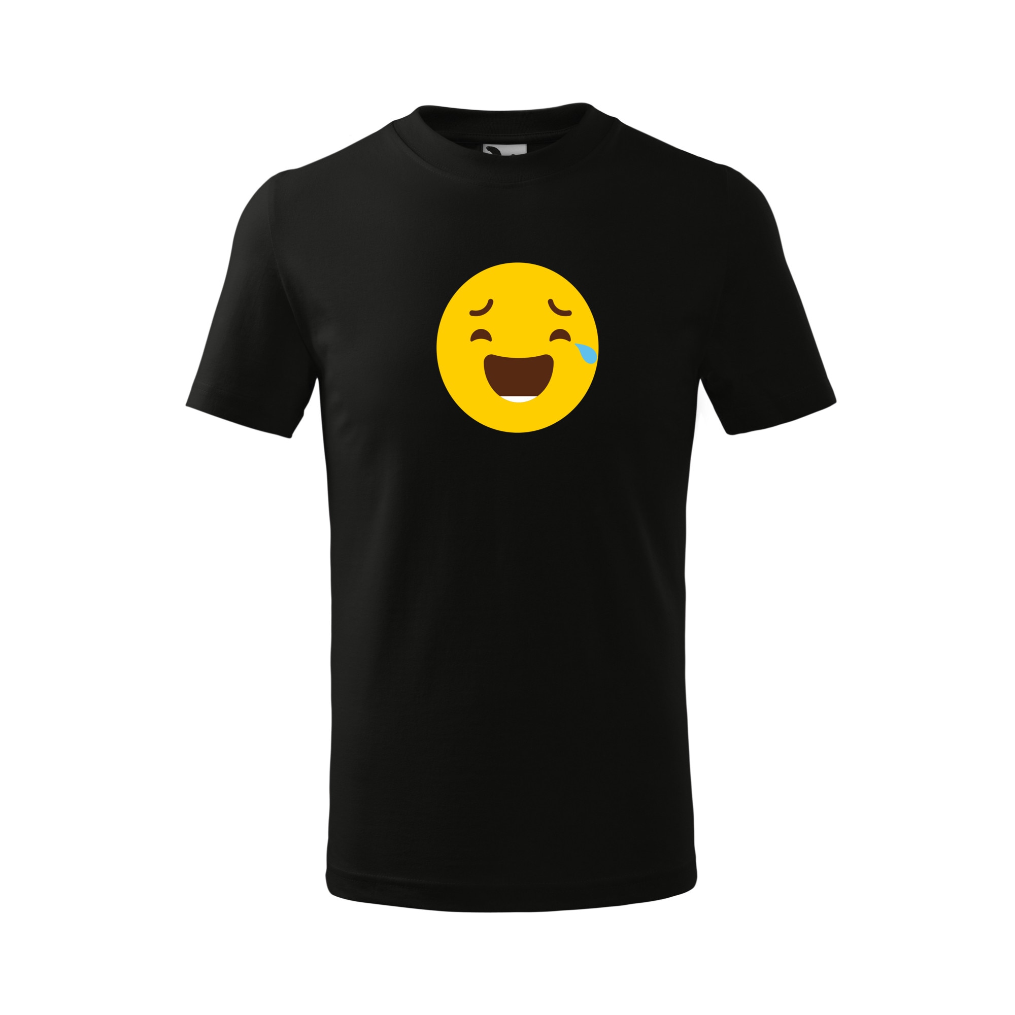 Tricou copii, Malfini, Emoji Laughing with Joy Face, Negru, 4 ani