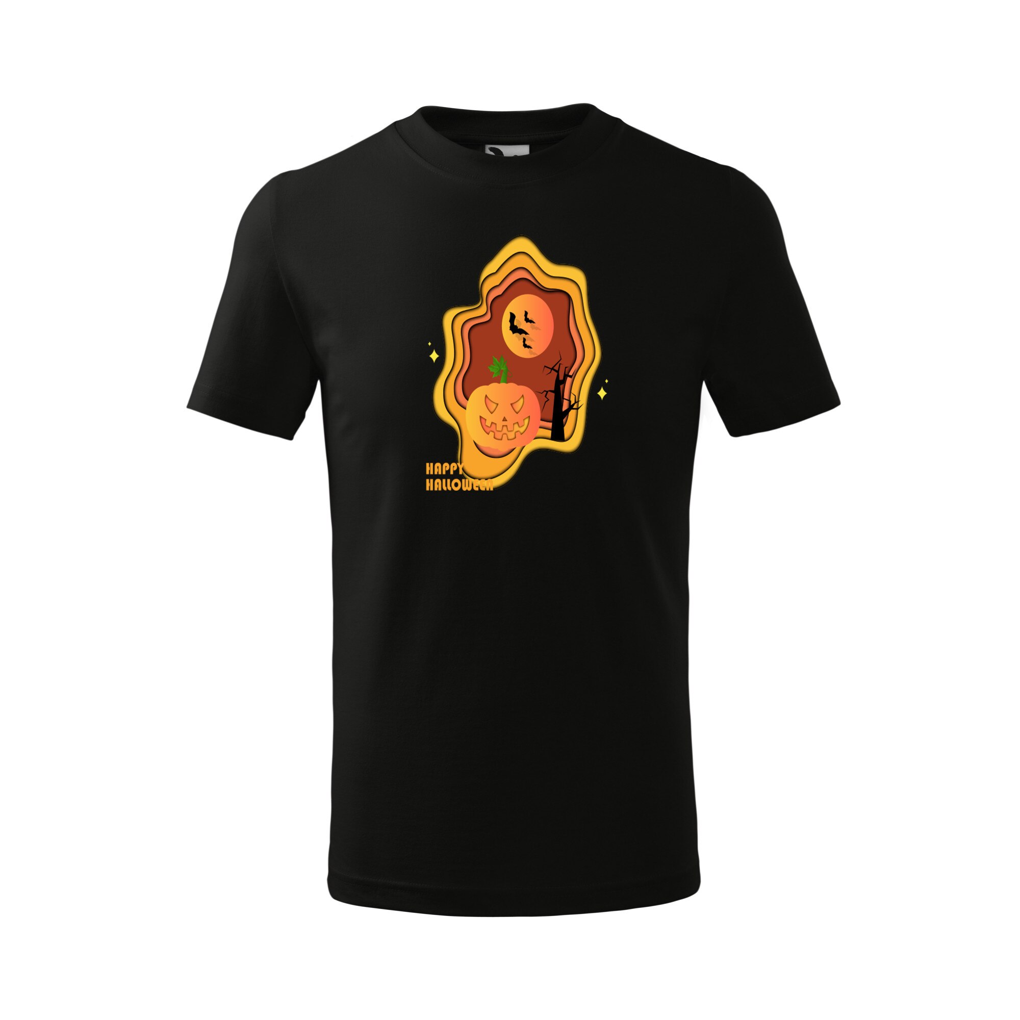 Tricou copii, Malfini, Happy Halloween, Negru, 4 ani
