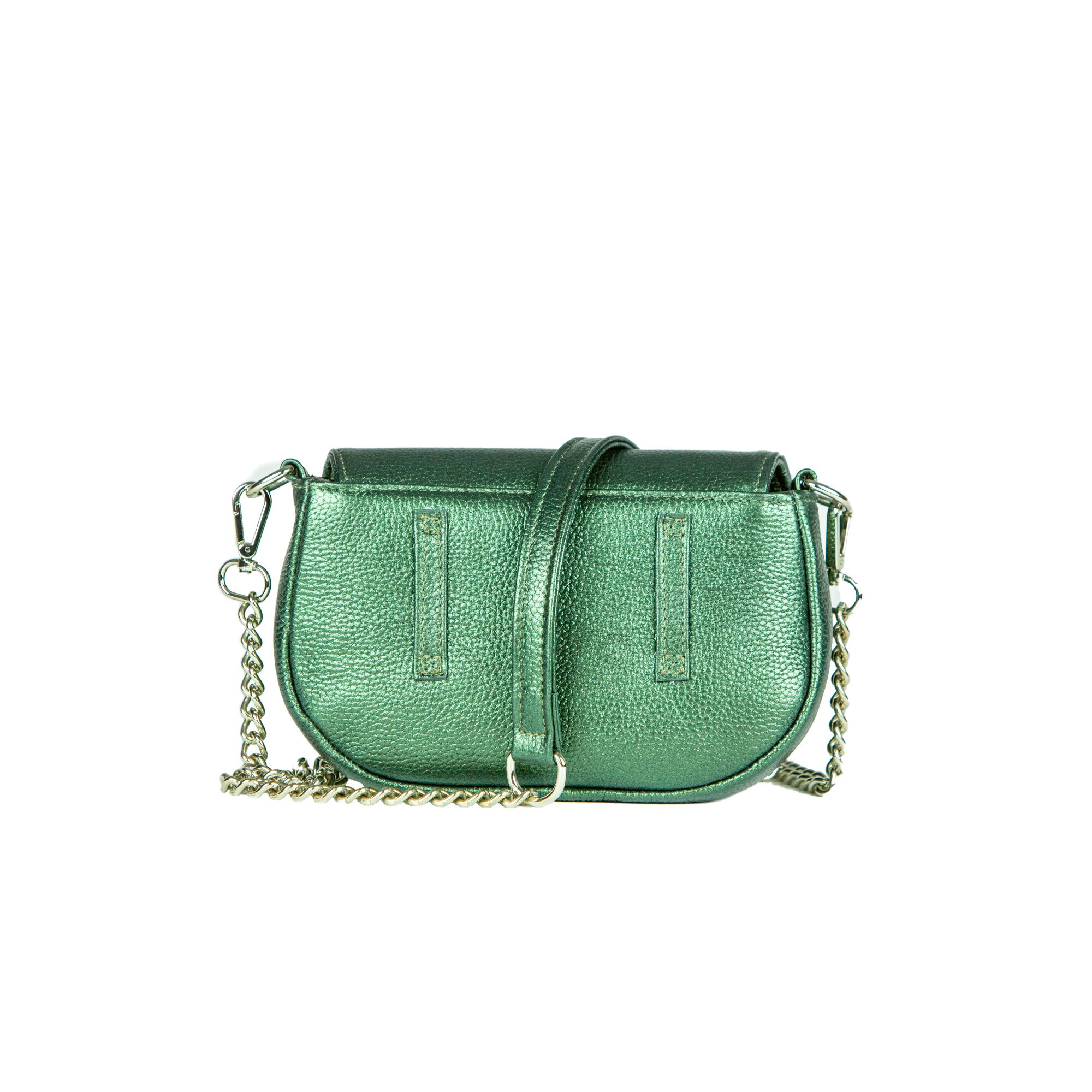 Geanta piele SEY, verde sidefat