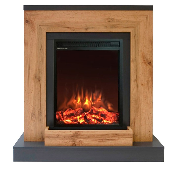 Semineu electric, Masomi, Apolin 23 & Miriam-18' 1600 W, Antracit / Stejar auriu, 96*105*30 cm