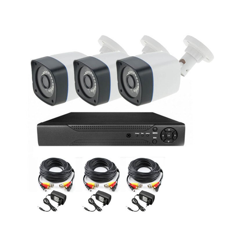 Kit supraveghere video 3 camere exterior FullHD 2 Megapixeli -20m Night Vision - vizionare live telefon mobil + DVR
