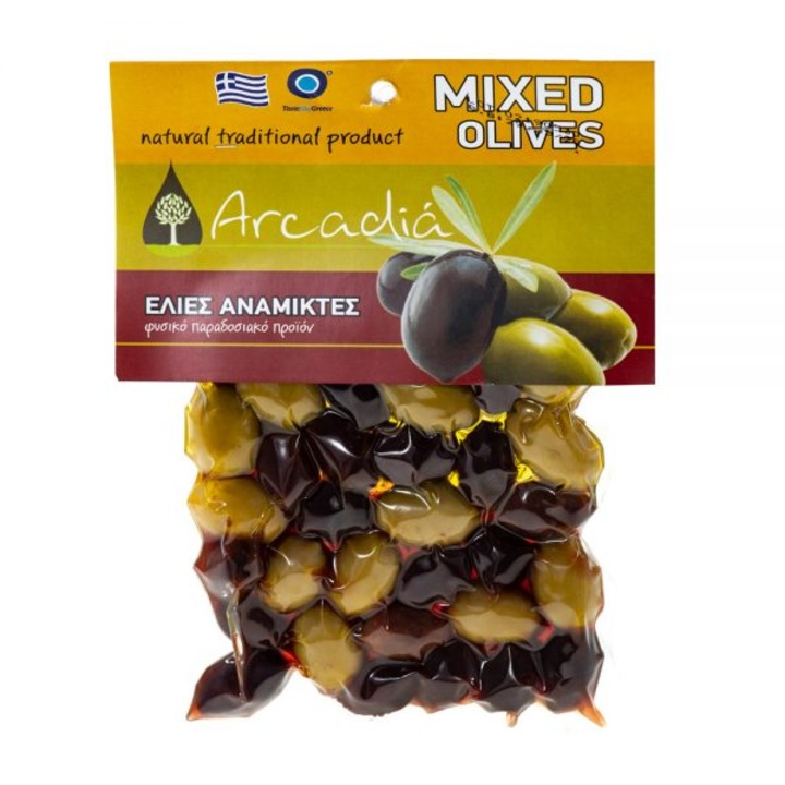 Masline Kalamata si verzi vidate, Arcadia, 100% naturale, gust autentic grecesc, 200 g