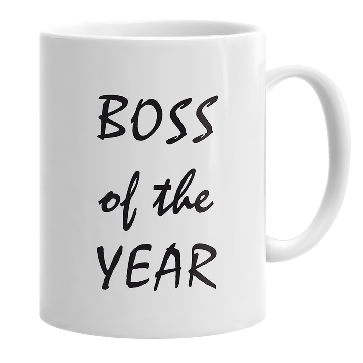 Cana personalizata cu mesaj, cadou pt cel mai bun sef "Boss of the year"