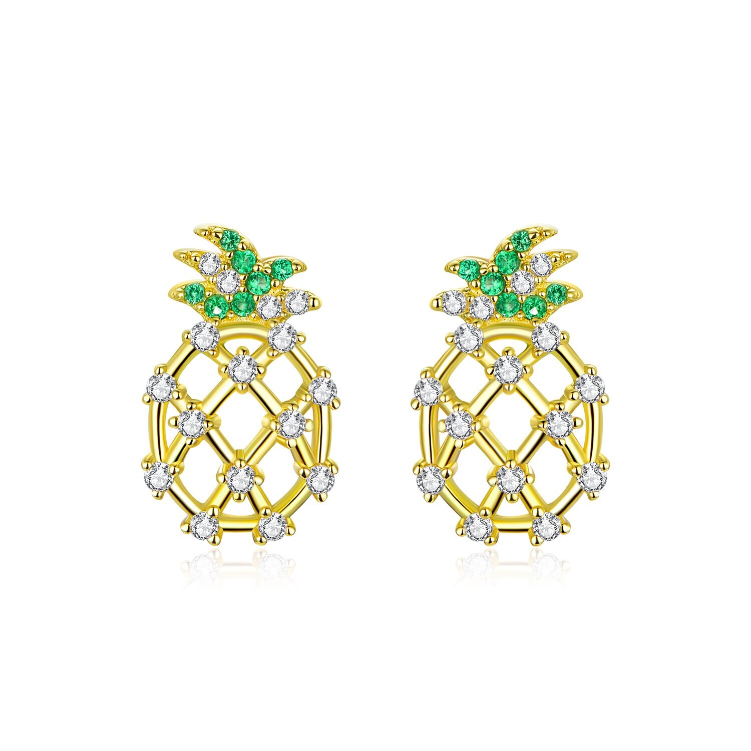 Cercei din argint Golden Sparkling Pineapple