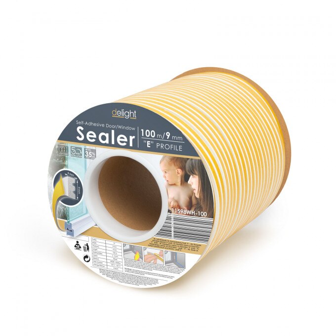 Profil izolator autoadeziv pentru ferestre si usi, profil E, 100 m, 9 mm,alb