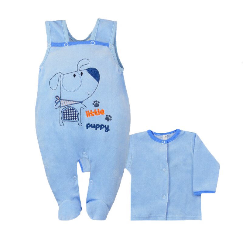 Compleu 2 piese salopeta si bluza pentru baieti Koala Mysz I Pies 3714, Albastru