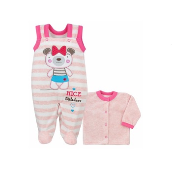 Compleu 2 piese salopeta si bluza pentru fete Koala Moj Przyjaciel 04-567, Roz Compleu 2 piese salopeta si bluza pentru fete Koala Moj Przyjaciel 04-567, Roz