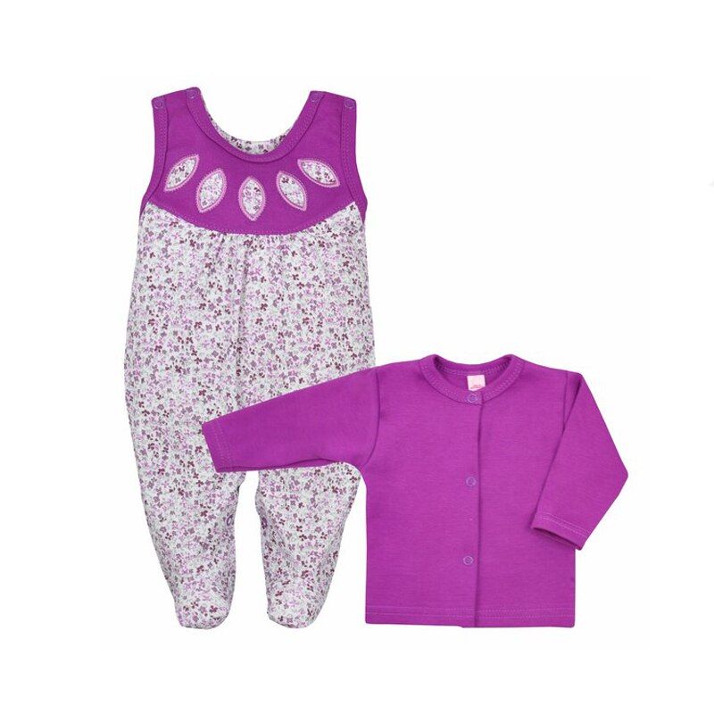 Compleu 2 piese salopeta si bluza pentru fete Koala Laczka 2929, Mov, 80 cm