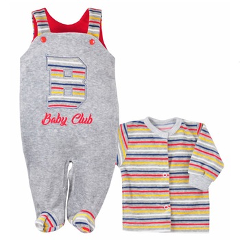 Compleu 2 piese salopeta si bluza pentru bebelusi Koala Baby Club 3961, Gri Compleu 2 piese salopeta si bluza pentru bebelusi Koala Baby Club 3961, Gri