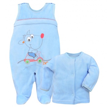 Compleu 2 piese salopeta si bluza pentru baieti Koala Toffi 03-753, Albastru, 74 cm Compleu 2 piese salopeta si bluza pentru baieti Koala Toffi 03-753, Albastru, 74 cm