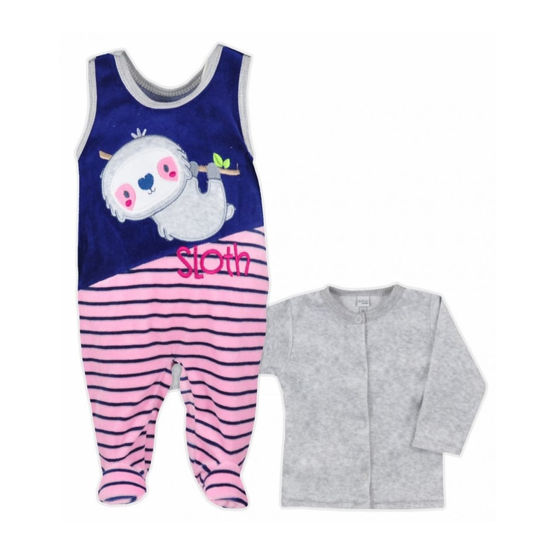 Compleu 2 piese salopeta si bluza pentru fete Koala Leniwiec 3760R, Multicolor