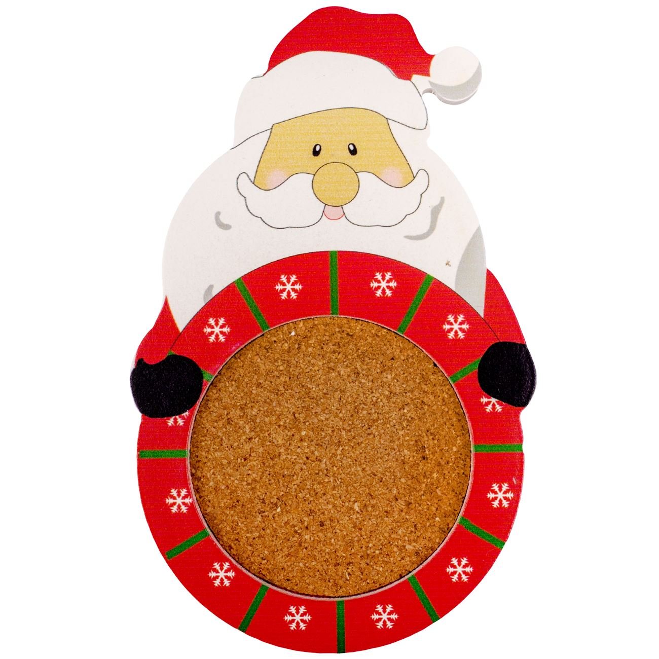 Suport Pahare din Lemn, New Line, model Mos Craciun 3D, 15 cm, Multicolor