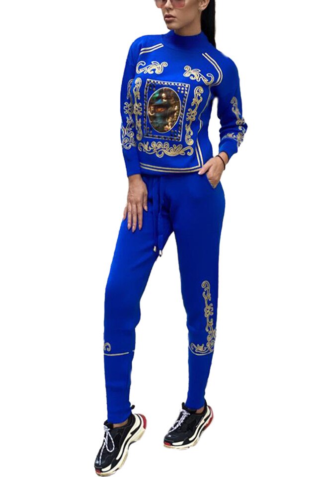 Trening tricotat cu model Saint Louis, Albastru, S-M