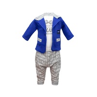 Compleu casual pentru baieti, trei piese, albastru-gri, marime 62-68 cm, varsta 3-6 luni