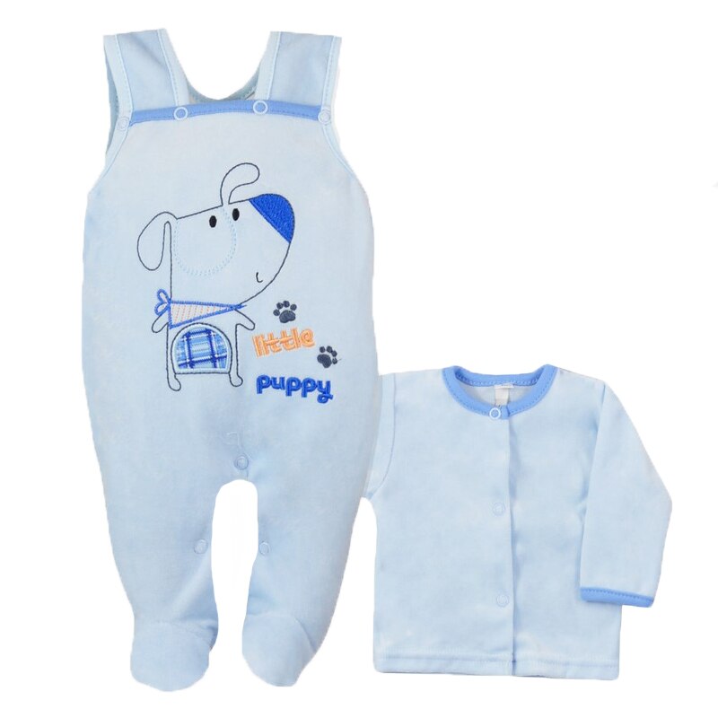 Compleu 2 piese salopeta si bluza pentru baieti Koala Mysz I Pies 3714A, Albastru