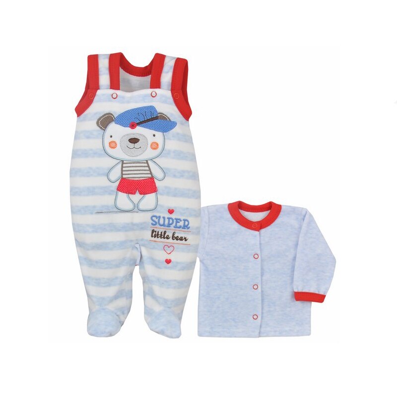 Compleu 2 piese salopeta si bluza pentru baieti Koala Moj Przyjaciel 04-567A, Albastru, 74 cm