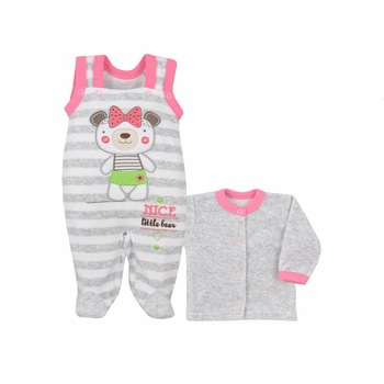Compleu 2 piese salopeta si bluza pentru fete Koala Moj Przyjaciel 04-567G, Gri, 74 cm Compleu 2 piese salopeta si bluza pentru fete Koala Moj Przyjaciel 04-567G, Gri, 74 cm