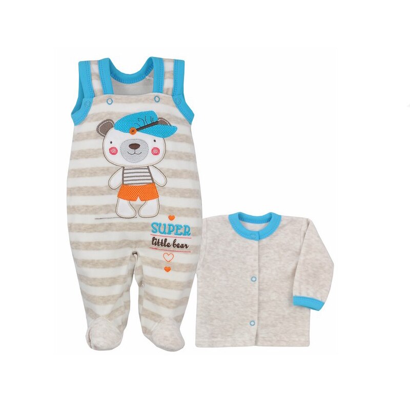 Compleu 2 piese salopeta si bluza pentru baieti Koala Moj Przyjaciel 04-567G1, Gri, 74 cm