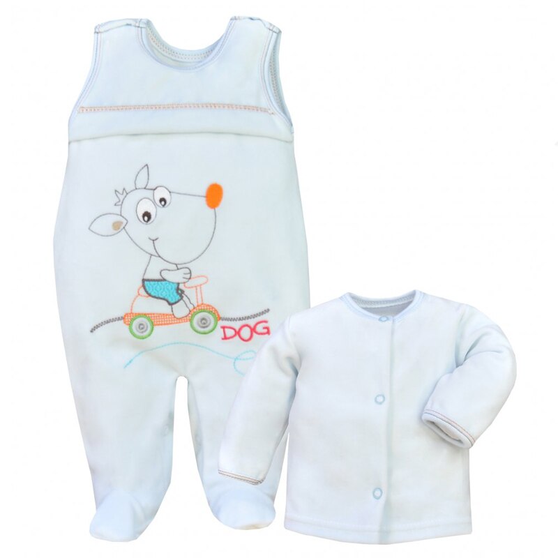 Compleu 2 piese salopeta si bluza pentru baieti Koala Toffi 03-753A, Albastru, 74 cm
