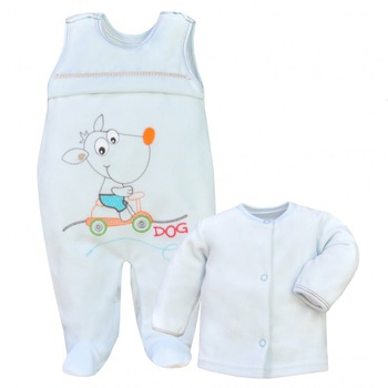 Compleu 2 piese salopeta si bluza pentru baieti Koala Toffi 03-753A, Albastru, 74 cm Compleu 2 piese salopeta si bluza pentru baieti Koala Toffi 03-753A, Albastru, 74 cm