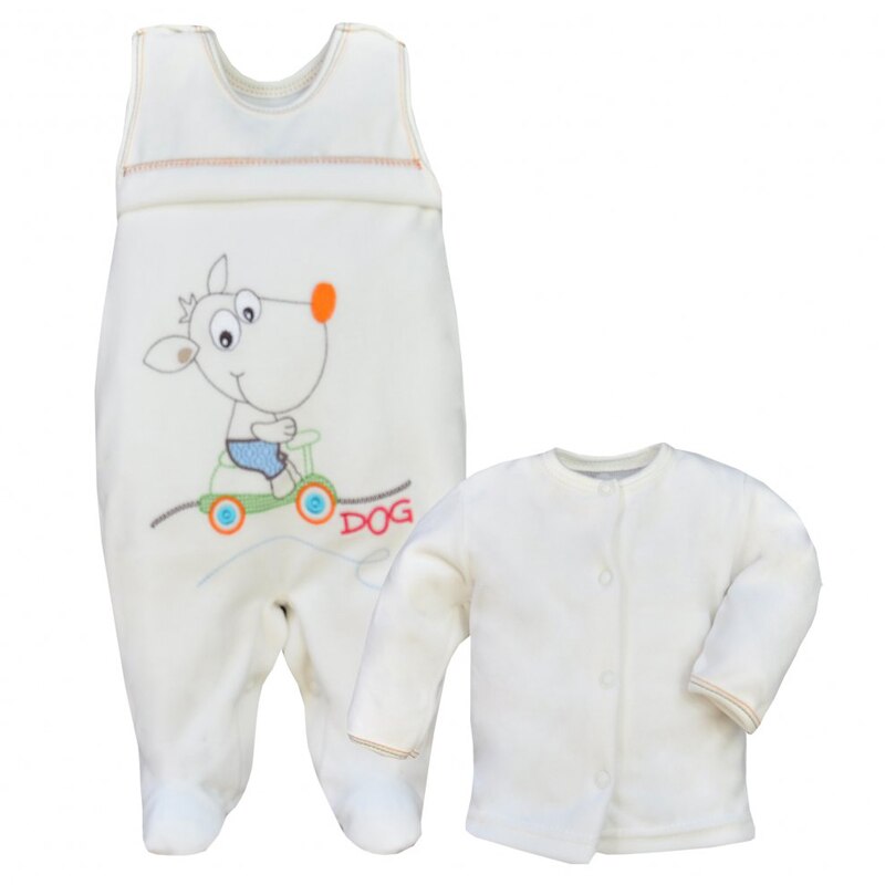 Compleu 2 piese salopeta si bluza pentru copii Koala Toffi 03-753C, Crem, 74 cm