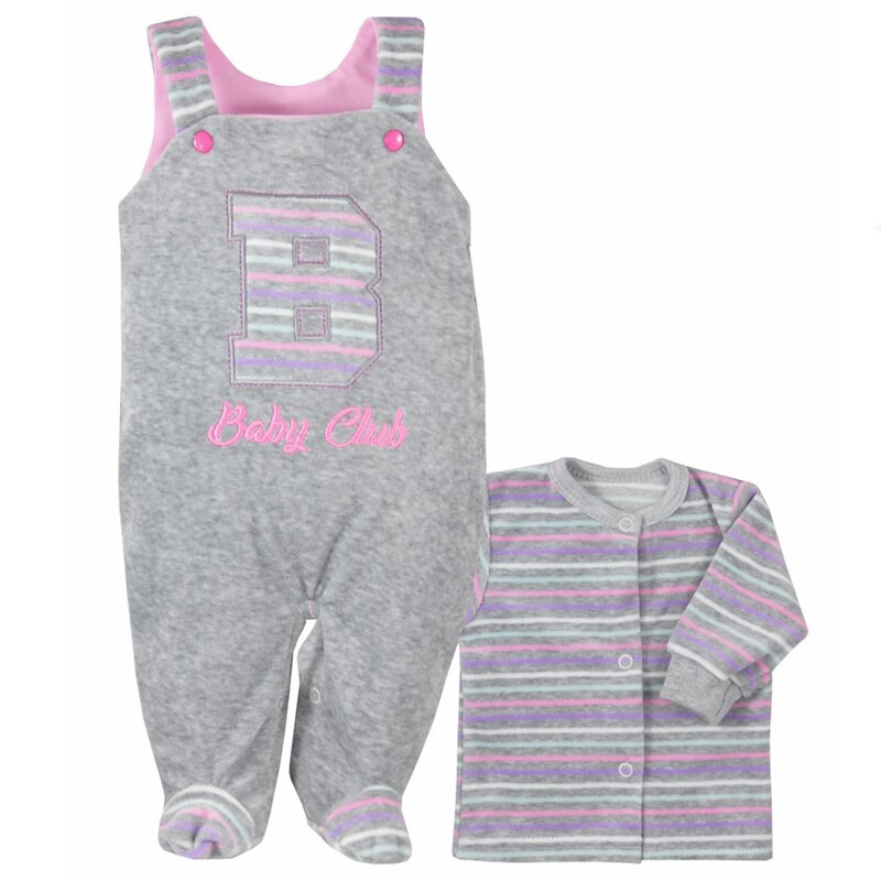 Compleu 2 piese salopeta si bluza pentru fete Koala Baby Club 396RZ, Roz