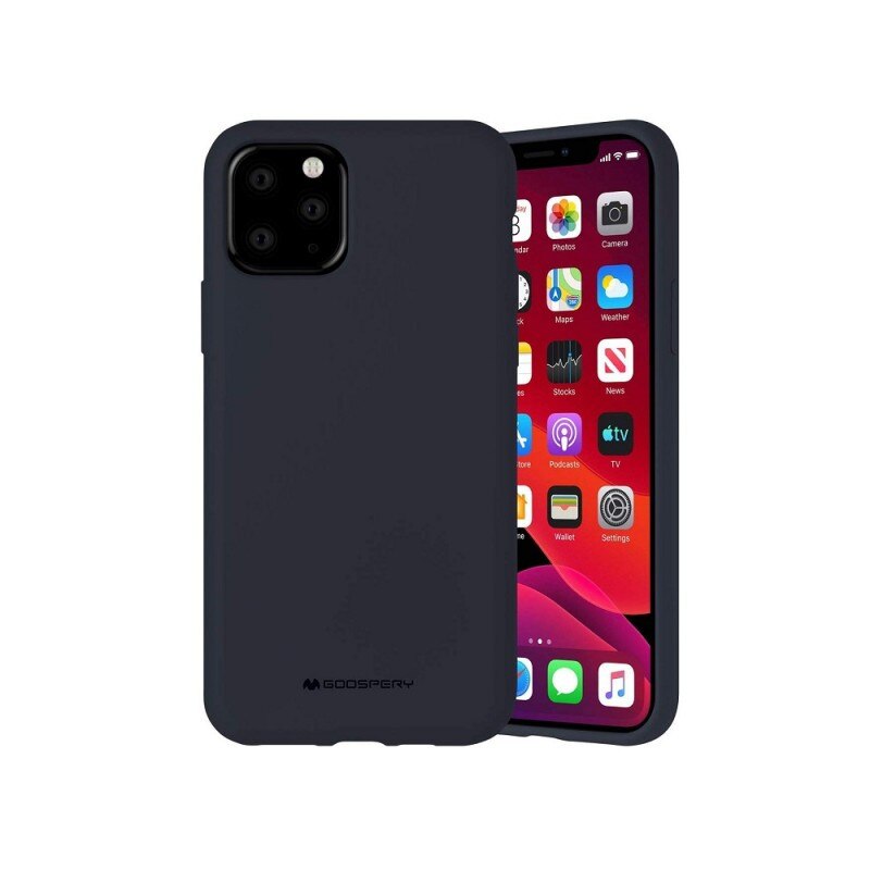 Husa Spate Mercury Silicone iPhone 12 / iPhone 12 Pro , cu Interior Alcantara , Navy Albastru