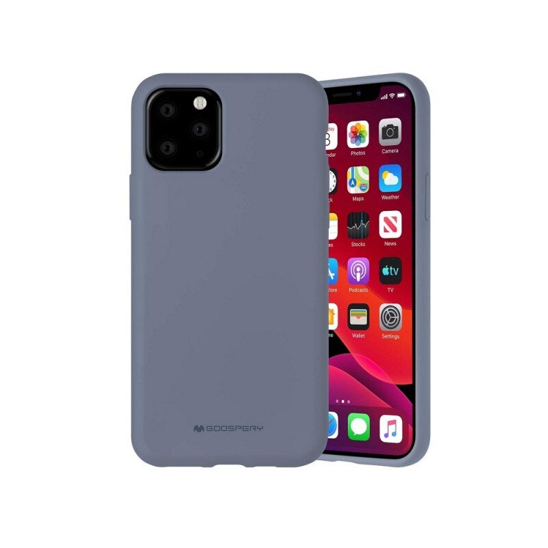 Husa Spate Mercury Silicone iPhone 12 / 12 Pro, cu Interior Alcantara , Lavander Gri