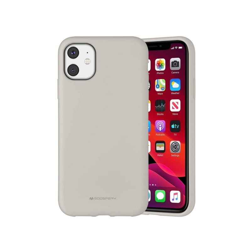 Husa Spate Mercury Silicone iPhone 12 Mini , cu Interior Alcantara , crem