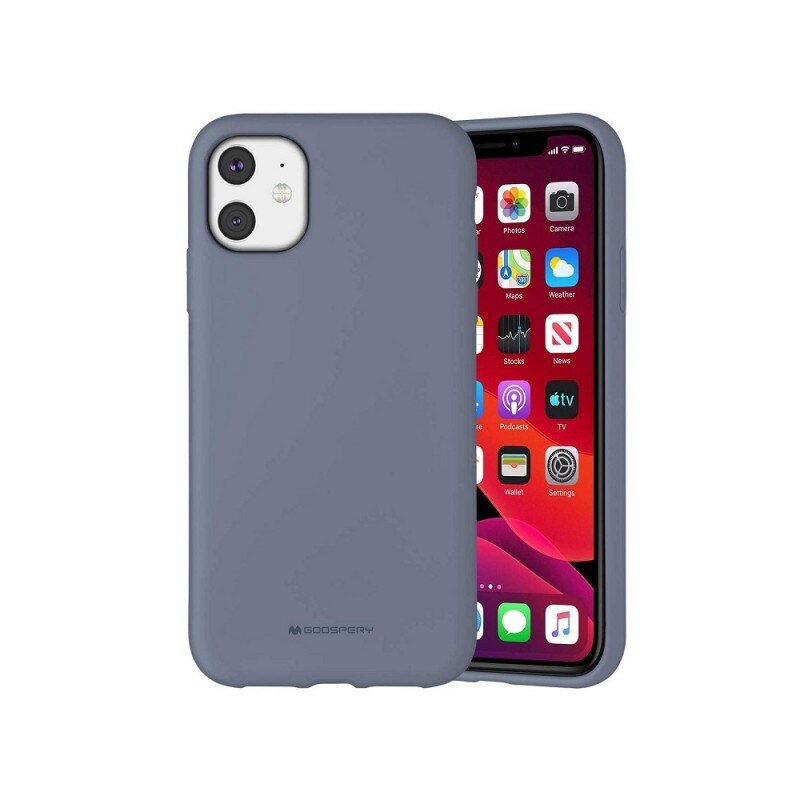 Husa Spate Mercury Silicone iPhone 12 Mini , cu Interior Alcantara , Lavander Gri