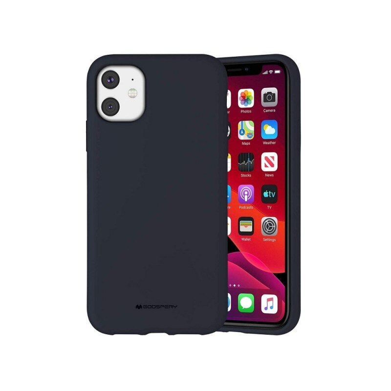 Husa Spate Mercury Silicone iPhone 12 Mini , cu Interior Alcantara , Navy Albastru