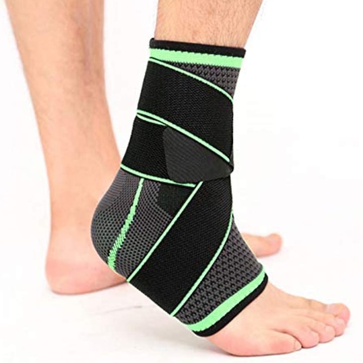 Glezniera elastica Jetitude™, orteza de protectie pentru glezna cu benzi de fixare elastice 1 bucata negru cu verde Marime L