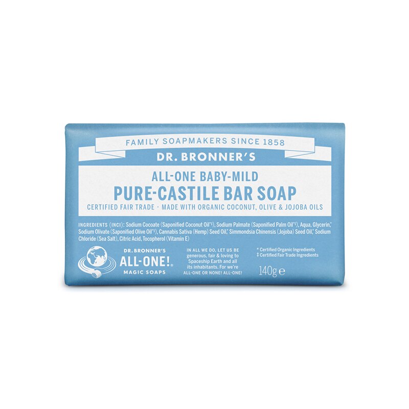 Sapun solid de Castilia, Inodor, fara aroma, Dr. Bronner's, 140 g