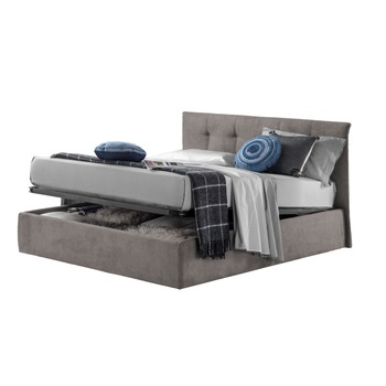 Pat Tapitat Rabatabil cu Lada Depozitare, 190x200 cm, Roma Dolce Dormire, Gri deschis Catifea Velluto Pat Tapitat Rabatabil cu Lada Depozitare, 190x200 cm, Roma Dolce Dormire, Gri deschis Catifea Velluto