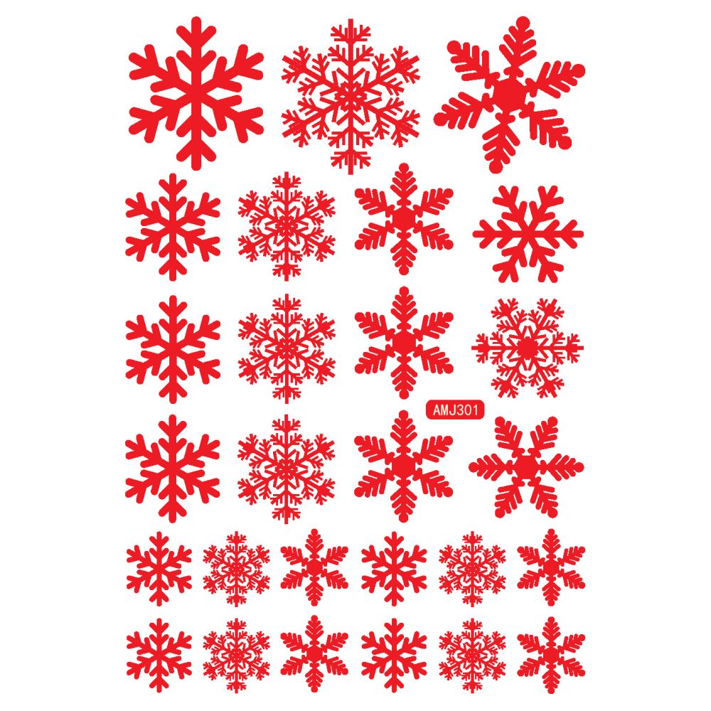 Set Stickere Fulgi de zapada 3D, dimensiune coala 35x50 cm, pentru geam sau alte suprafete, culoare rosu, 2 bucati