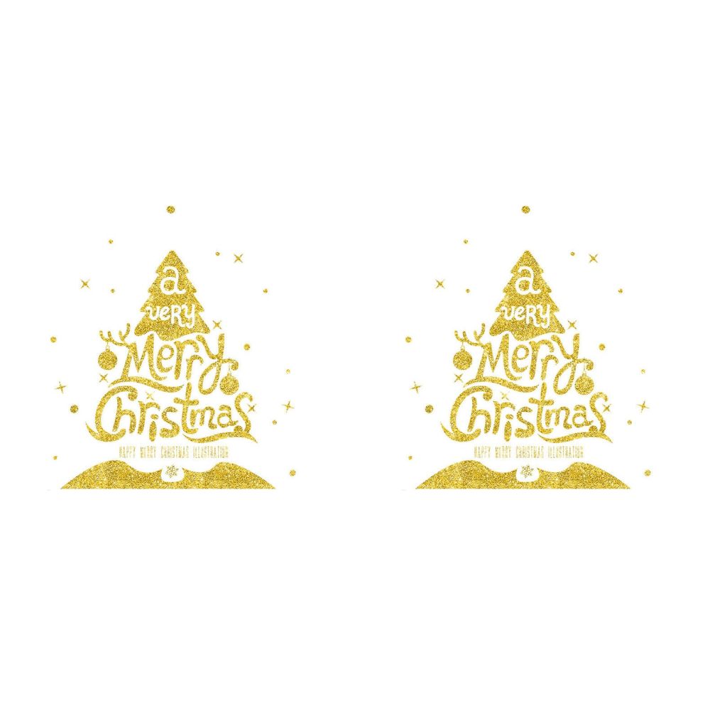 Set Sticker autoadeziv Merry Christmas, 60 cm x 70 cm. pentru geam sau alte suprafete lucioase, culoare auriu, 2 bucati