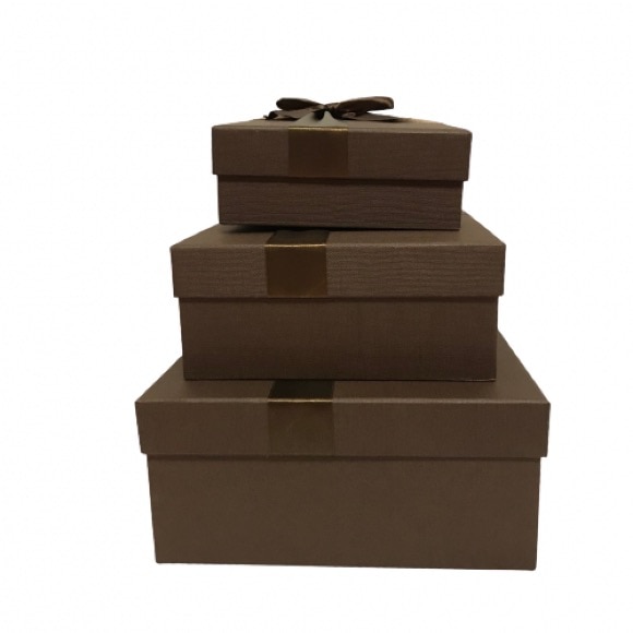 Set 3 cutii din carton cu funda,maro 934 g