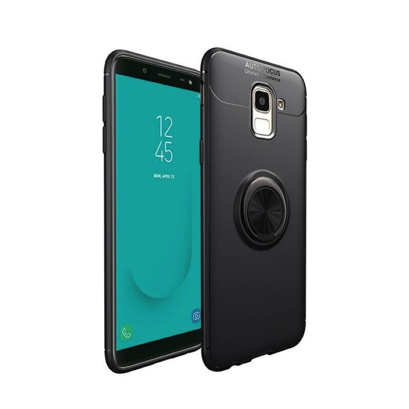 Husa din silicon cu inel magnetic rotativ pentru Galaxy J4 (2018) Plus Black