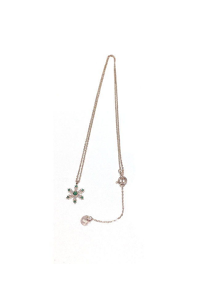 Colier, fulg de nea rose , argint, reglabil, 40 cm